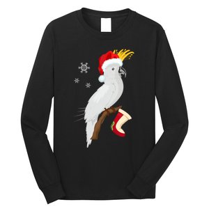 Umbrella Cockatoo Santa Hat Funny Christmas Long Sleeve Shirt