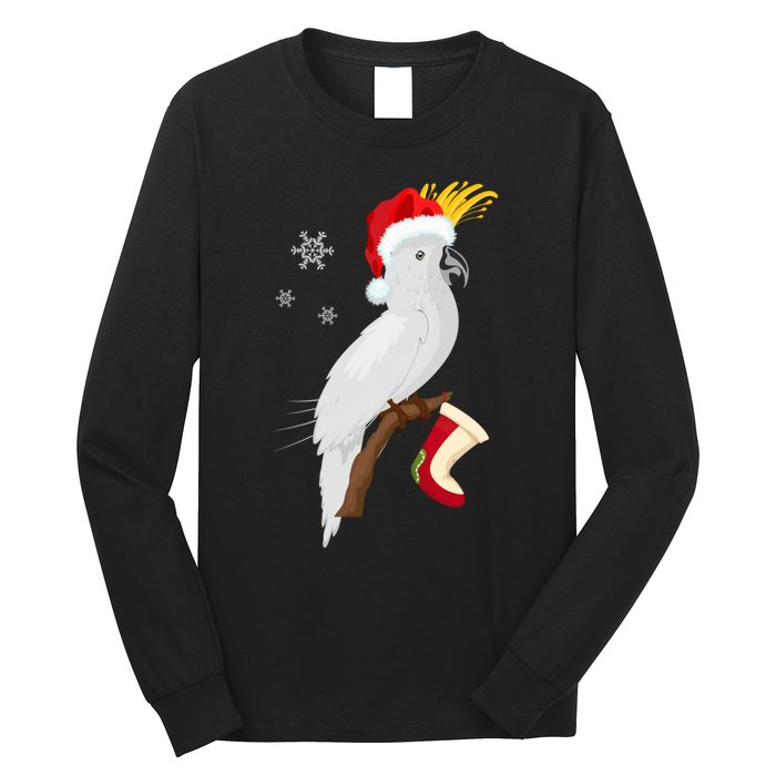 Umbrella Cockatoo Santa Hat Funny Christmas Long Sleeve Shirt