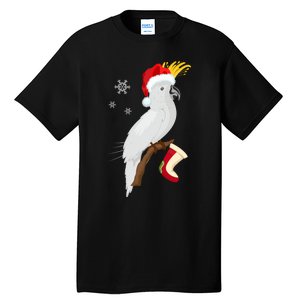 Umbrella Cockatoo Santa Hat Funny Christmas Tall T-Shirt