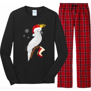 Umbrella Cockatoo Santa Hat Funny Christmas Long Sleeve Pajama Set