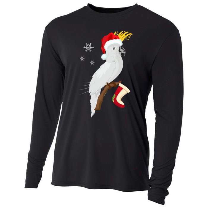 Umbrella Cockatoo Santa Hat Funny Christmas Cooling Performance Long Sleeve Crew