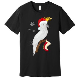 Umbrella Cockatoo Santa Hat Funny Christmas Premium T-Shirt