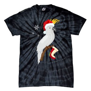 Umbrella Cockatoo Santa Hat Funny Christmas Tie-Dye T-Shirt