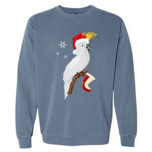 Umbrella Cockatoo Santa Hat Funny Christmas Garment-Dyed Sweatshirt