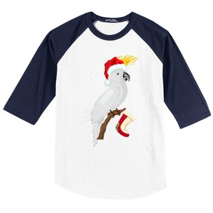 Umbrella Cockatoo Santa Hat Funny Christmas Baseball Sleeve Shirt