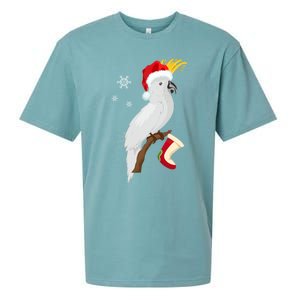 Umbrella Cockatoo Santa Hat Funny Christmas Sueded Cloud Jersey T-Shirt