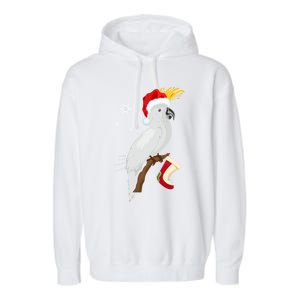 Umbrella Cockatoo Santa Hat Funny Christmas Garment-Dyed Fleece Hoodie