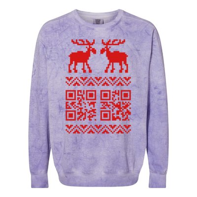 Ugly Christmas Sweater Qr Code Happy New Year Colorblast Crewneck Sweatshirt