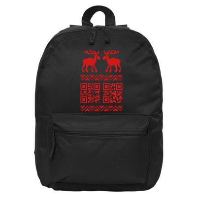 Ugly Christmas Sweater Qr Code Happy New Year 16 in Basic Backpack