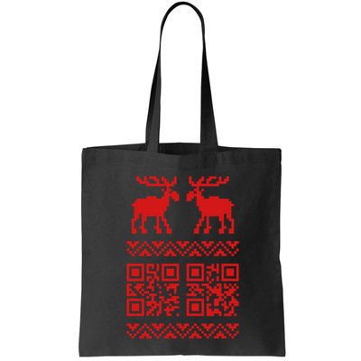 Ugly Christmas Sweater Qr Code Happy New Year Tote Bag