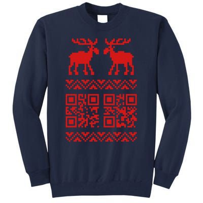 Ugly Christmas Sweater Qr Code Happy New Year Tall Sweatshirt