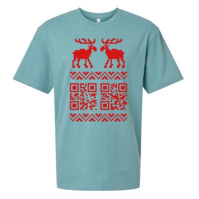 Ugly Christmas Sweater Qr Code Happy New Year Sueded Cloud Jersey T-Shirt