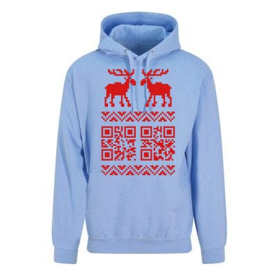 Ugly Christmas Sweater Qr Code Happy New Year Unisex Surf Hoodie