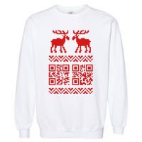 Ugly Christmas Sweater Qr Code Happy New Year Garment-Dyed Sweatshirt