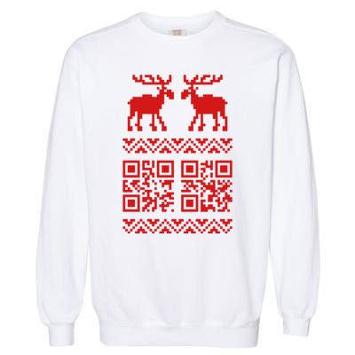 Ugly Christmas Sweater Qr Code Happy New Year Garment-Dyed Sweatshirt