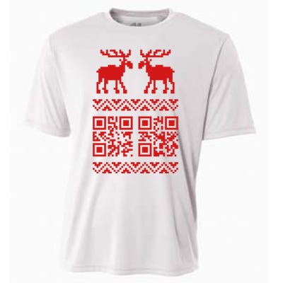 Ugly Christmas Sweater Qr Code Happy New Year Cooling Performance Crew T-Shirt