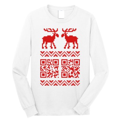 Ugly Christmas Sweater Qr Code Happy New Year Long Sleeve Shirt