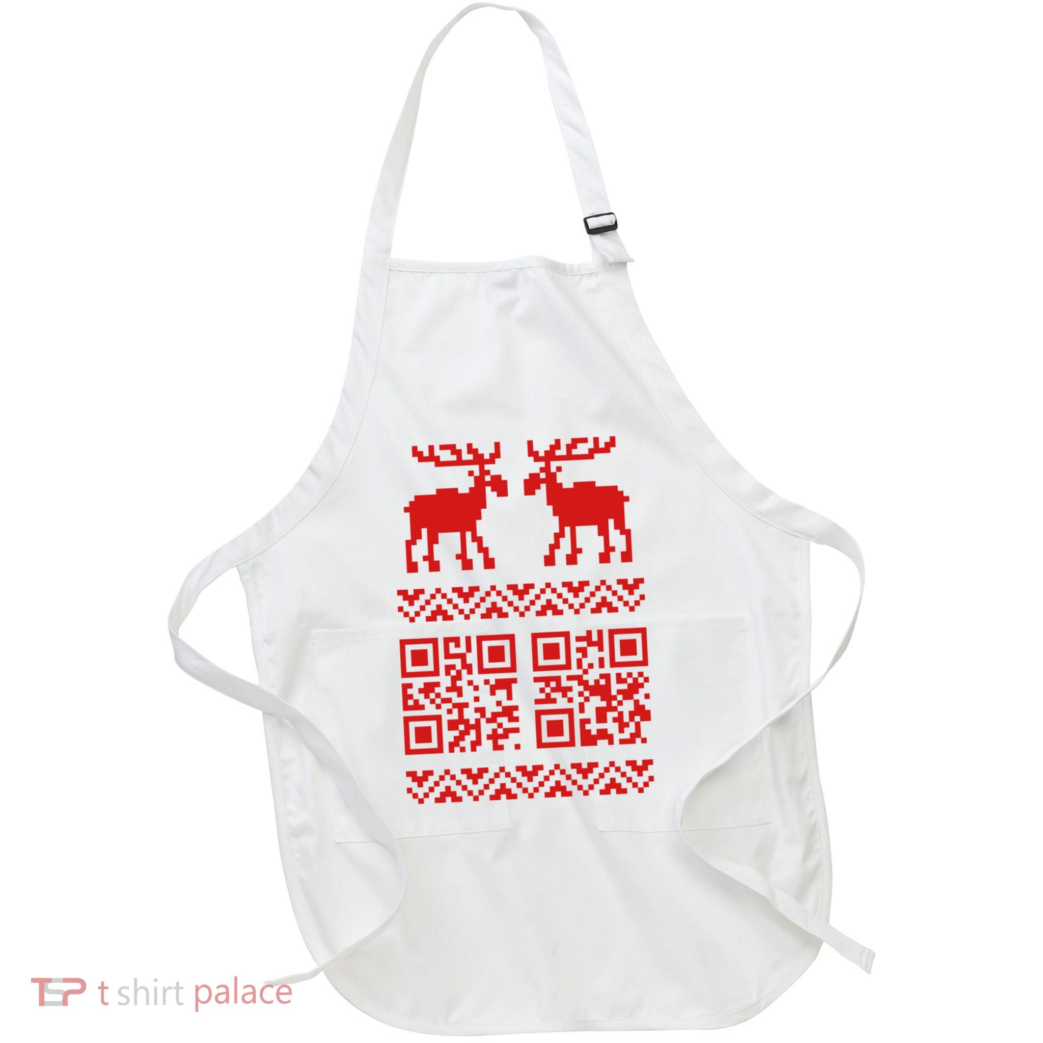 Ugly Christmas Sweater Qr Code Happy New Year Full-Length Apron With Pockets