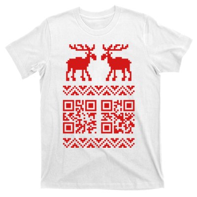 Ugly Christmas Sweater Qr Code Happy New Year T-Shirt