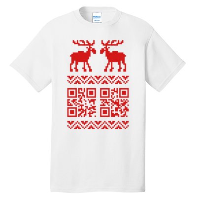 Ugly Christmas Sweater Qr Code Happy New Year Tall T-Shirt