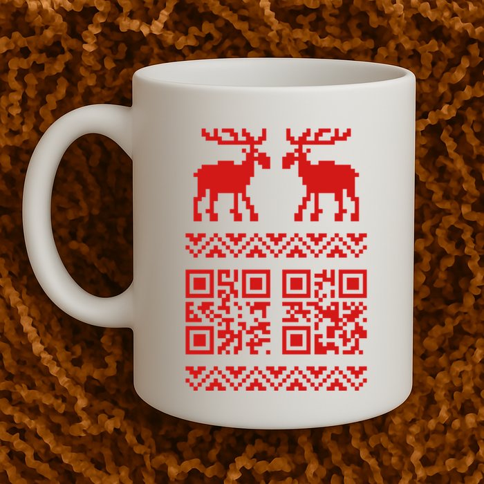 Ugly Christmas Sweater Qr Code Happy New Year Coffee Mug