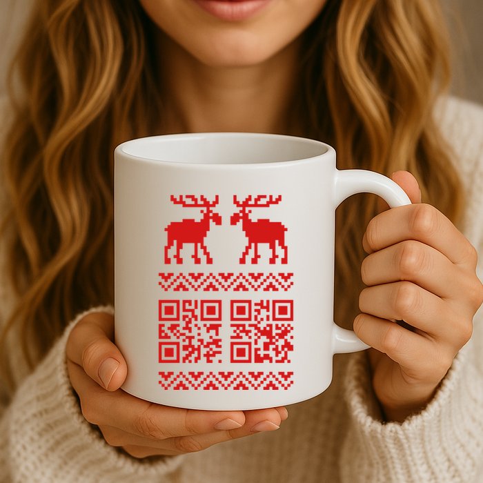 Ugly Christmas Sweater Qr Code Happy New Year Coffee Mug