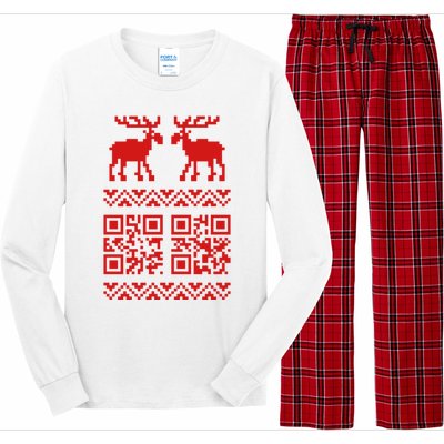 Ugly Christmas Sweater Qr Code Happy New Year Long Sleeve Pajama Set