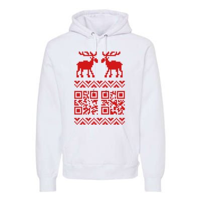 Ugly Christmas Sweater Qr Code Happy New Year Premium Hoodie