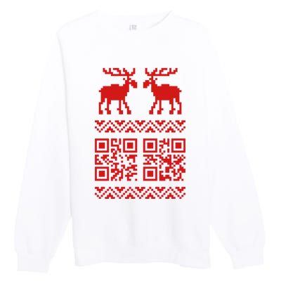 Ugly Christmas Sweater Qr Code Happy New Year Premium Crewneck Sweatshirt