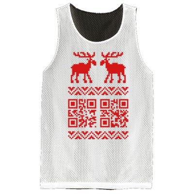 Ugly Christmas Sweater Qr Code Happy New Year Mesh Reversible Basketball Jersey Tank