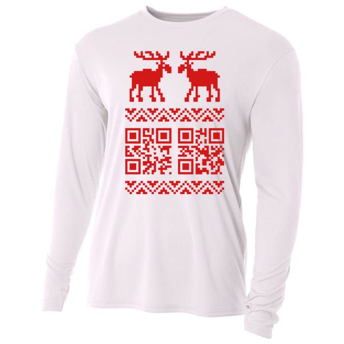 Ugly Christmas Sweater Qr Code Happy New Year Cooling Performance Long Sleeve Crew