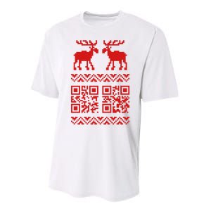 Ugly Christmas Sweater Qr Code Happy New Year Performance Sprint T-Shirt