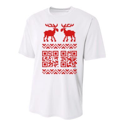 Ugly Christmas Sweater Qr Code Happy New Year Performance Sprint T-Shirt