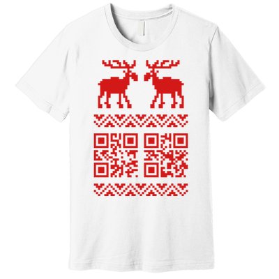 Ugly Christmas Sweater Qr Code Happy New Year Premium T-Shirt