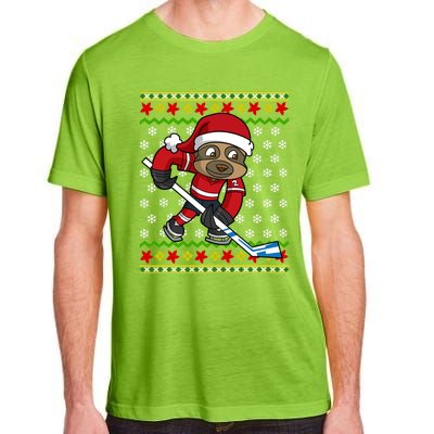 Ugly Christmas Sloth Hockey Player Gift Adult ChromaSoft Performance T-Shirt