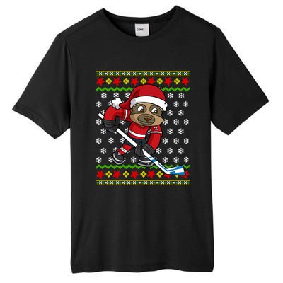 Ugly Christmas Sloth Hockey Player Gift Tall Fusion ChromaSoft Performance T-Shirt