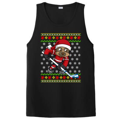 Ugly Christmas Sloth Hockey Player Gift PosiCharge Competitor Tank