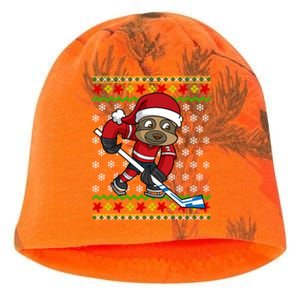 Ugly Christmas Sloth Hockey Player Gift Kati - Camo Knit Beanie