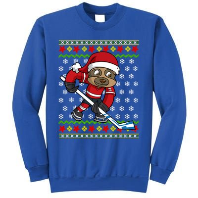 Ugly Christmas Sloth Hockey Player Gift Sweatshirt