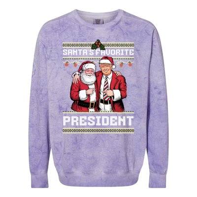 Ugly Christmas SantaS Favorite President Gift Colorblast Crewneck Sweatshirt