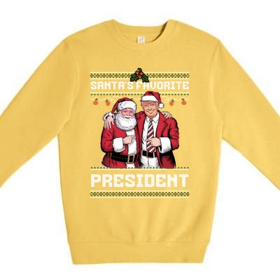 Ugly Christmas SantaS Favorite President Gift Premium Crewneck Sweatshirt