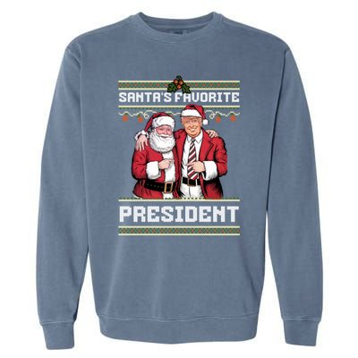 Ugly Christmas SantaS Favorite President Gift Garment-Dyed Sweatshirt