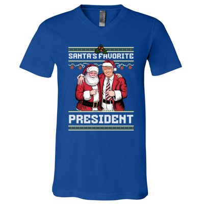 Ugly Christmas SantaS Favorite President Gift V-Neck T-Shirt