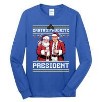 Ugly Christmas SantaS Favorite President Gift Tall Long Sleeve T-Shirt