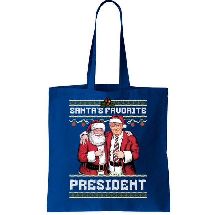 Ugly Christmas SantaS Favorite President Gift Tote Bag