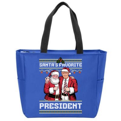 Ugly Christmas SantaS Favorite President Gift Zip Tote Bag