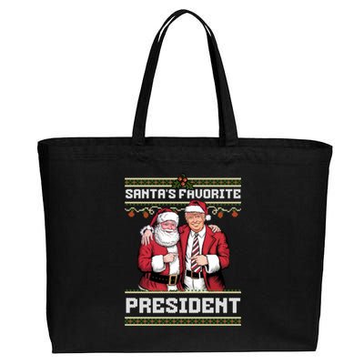 Ugly Christmas SantaS Favorite President Gift Cotton Canvas Jumbo Tote