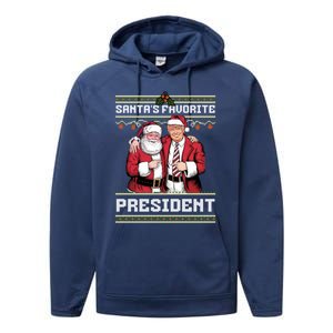 Ugly Christmas SantaS Favorite President Gift Performance Fleece Hoodie