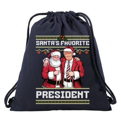 Ugly Christmas SantaS Favorite President Gift Drawstring Bag