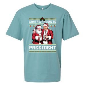 Ugly Christmas SantaS Favorite President Gift Sueded Cloud Jersey T-Shirt